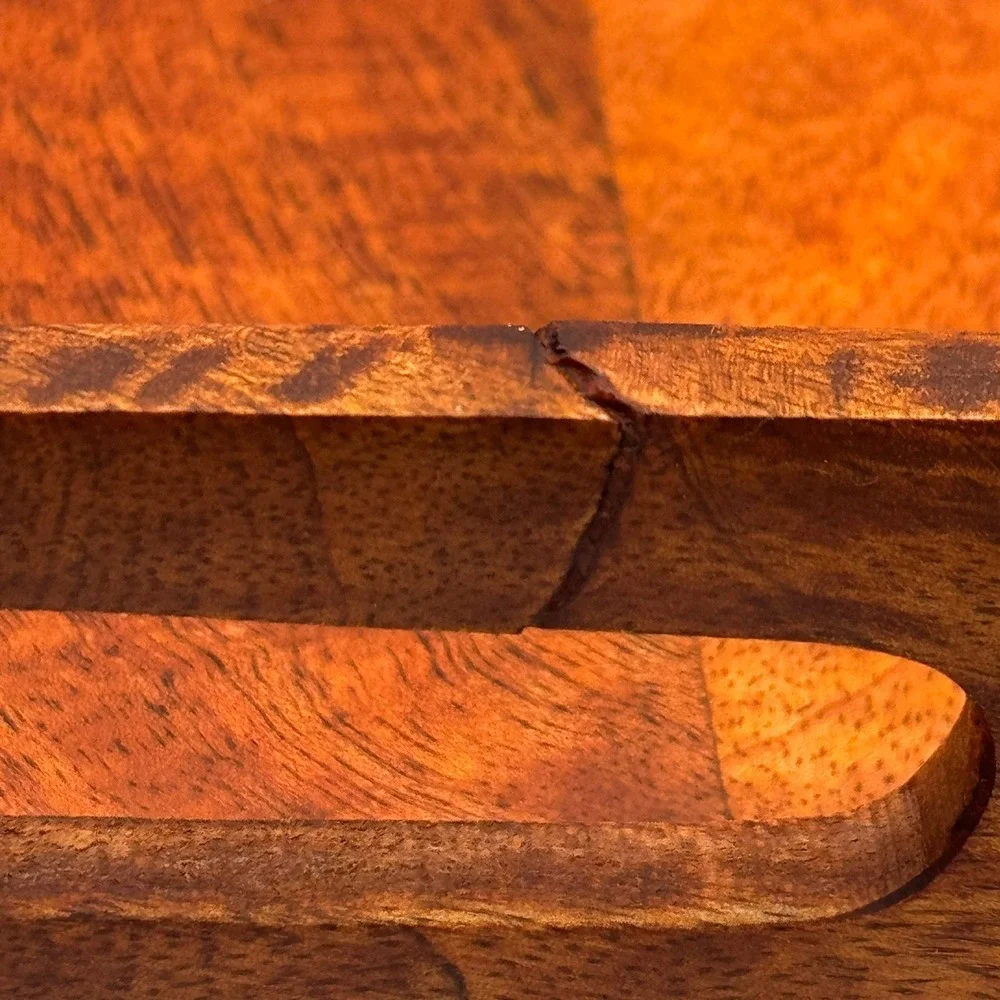 Handcrafted Wood Serving Tray with Star Cutouts and Handles Brown‎ Rectangular